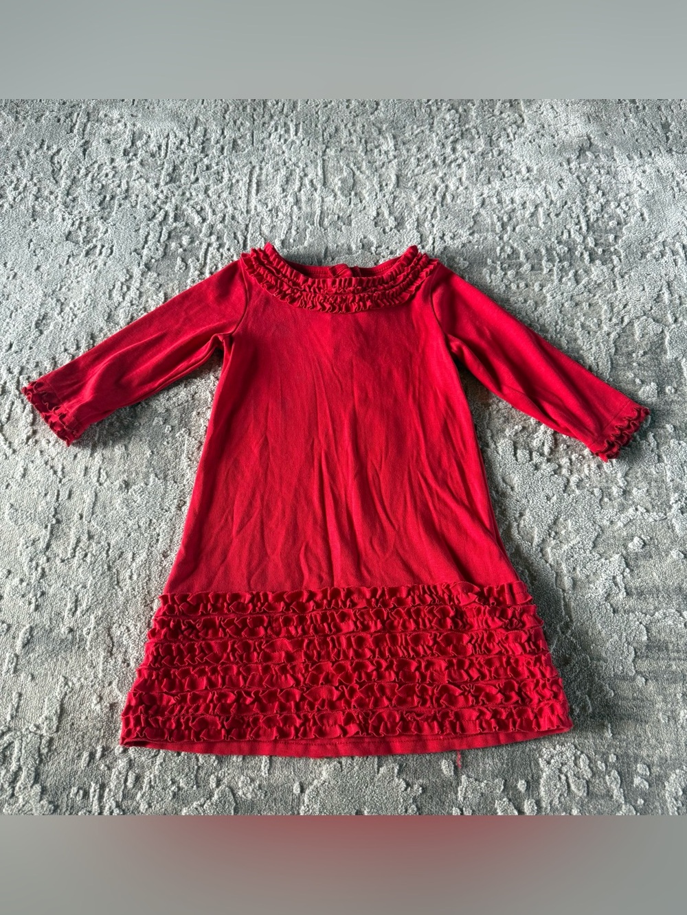 Mallory May girls toddler Red Ruffle Trim Dress unknown size (measurements shown